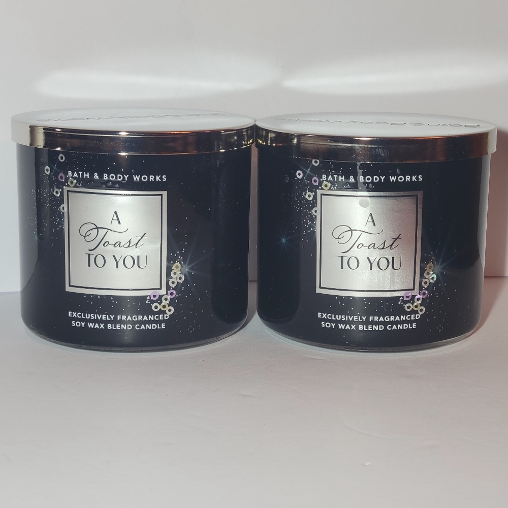 2 Bath & Body Works A Toast To You 3 Wick Candle Bundle - Picture 1 of 5